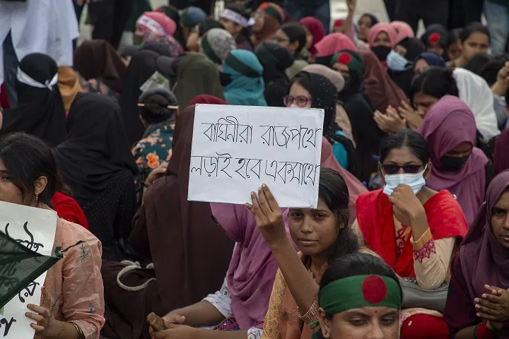 "Tigresses On the Streets / We Will Battle Together," Shahbagh, Dhaka, July 9th, 2024. Photo Credit: Suman Kanti Paul/Drik